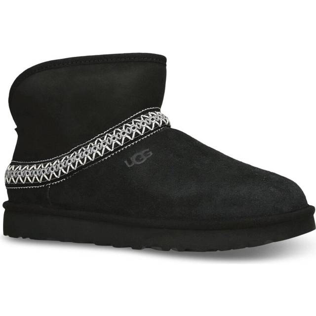 UGG® Classic Mini Crescent Boot for Women in Black, Size 4, Shearling/Polyester/Wool