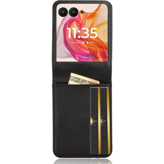 EIDERWOOD Motorola Razr 50 Ultra 5G PU Läderfodral med Korthållare - Svart