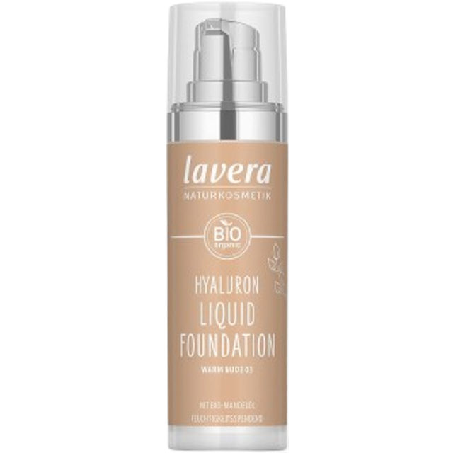 lavera Hyaluron Liquid Foundation – Warm Nude 03 – Naturkosmetik – Vegan – silkeslen, lätt konsistens – fri från mineralolja – naturlig hyaluronsyra och ekologisk mandelolja – 30 ml