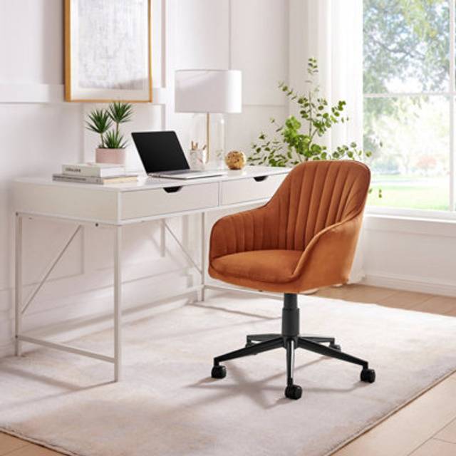 Booker Orange Velvet Office Chair - One Size