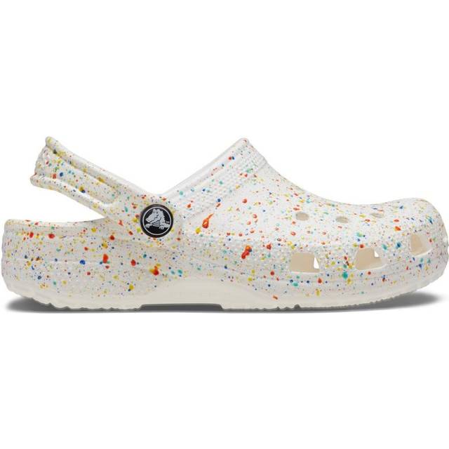Crocs Classic Splatter Paint Clog Kids | Slip On Shoes  | White/Multi  | UK Size 11
