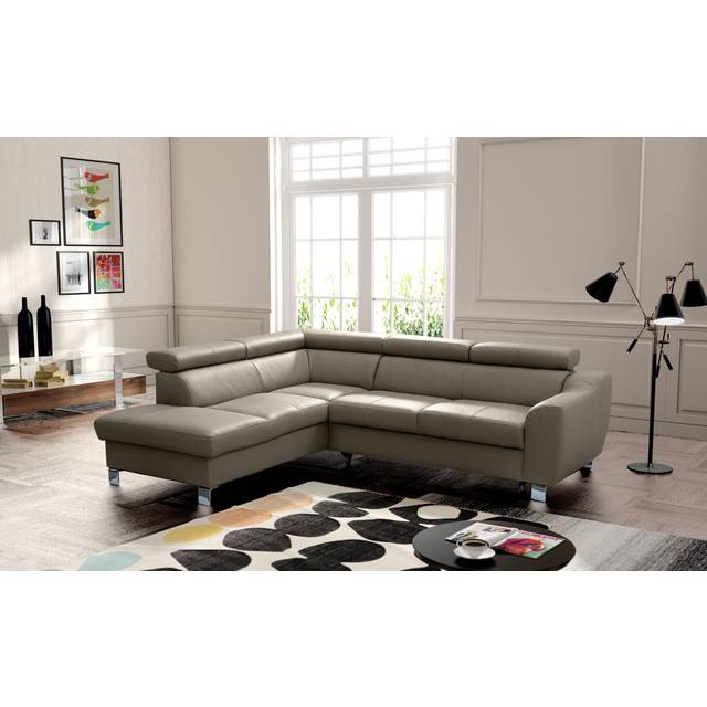Aribel Faux Leather Corner Sectional with Sleeping Function and Storage Box with Adjustable Headrests - Tan (91cm H X 245cm W X 208cm D)