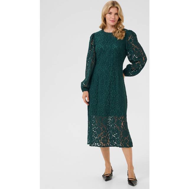 Cream, Midi Dresses, female, Green, XL, Elegant Lace Dress Sea Moss