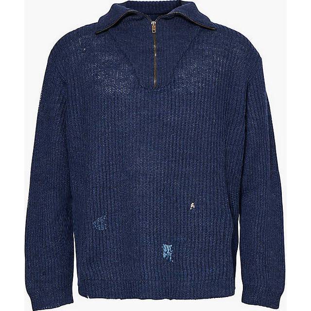Maison Margiela Navy Summer Shetland Knit Sweatshirt - 524F Blue - L