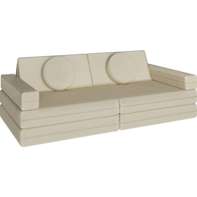 Tectake Kids Sofa Lilly 8 Piece 160Cm Beige, Cream