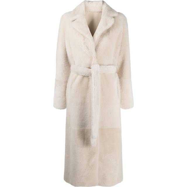 Yves Salomon - full-length shearling coat - women - Lamb Skin/Lamb Fur - 36 - White