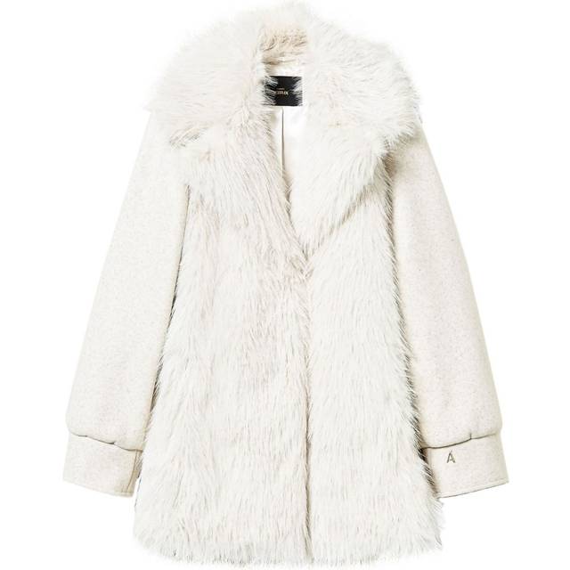 TWINSET - faux-fur coat - women - Polyester/Polyester - L - Neutrals
