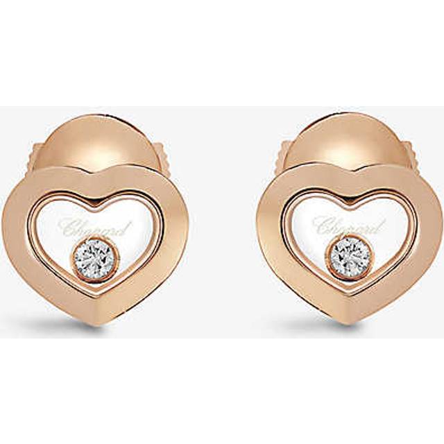 Chopard Womens Rose Gold Happy Diamonds 18ct Rose-gold and 0.10ct Diamond Earrings - ROSE GOLD