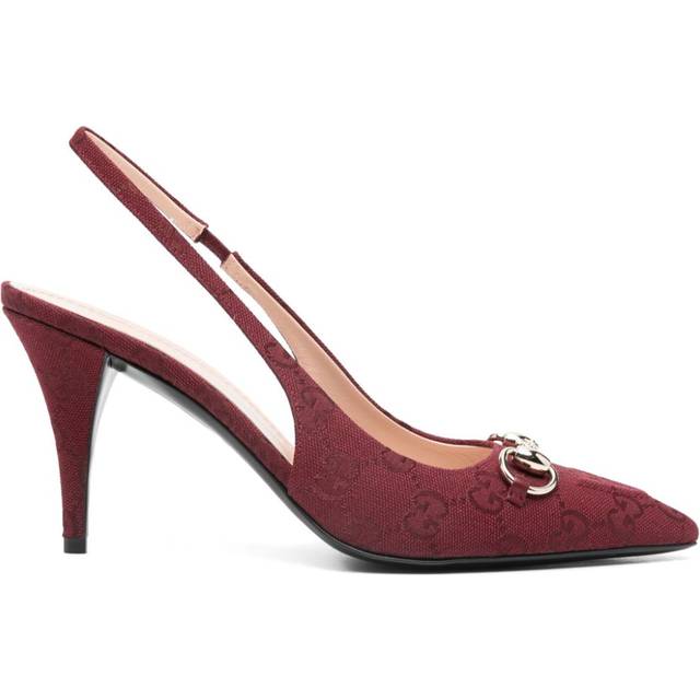 Gucci - 85mm Horsebit slingback pumps - women - Fabric/Calf Leather/Calf Leather/Calf Leather - 39.5 - Red