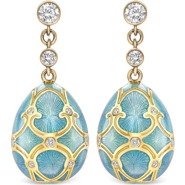 Fabergé - 18kt yellow gold Heritage Egg diamonds drop earrings - women - 18kt Yellow Gold/White Diamond/Enamel - One Size