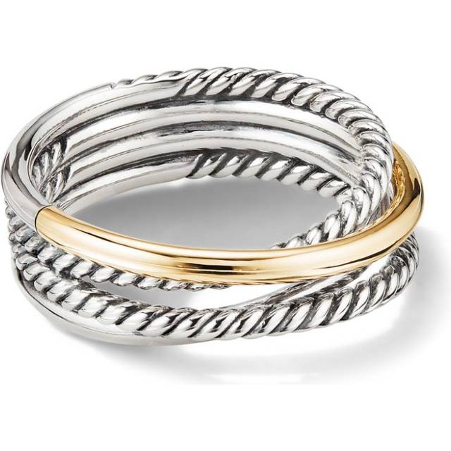 David Yurman - 18kt yellow gold and sterling silver Crossover band ring (6.8mm) - women - Sterling Silver/18kt Yellow Gold - 9