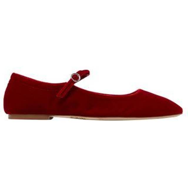 Aeyde Red Uma Velvet Mary-Jane Ballerina Flats - Red - IT 40