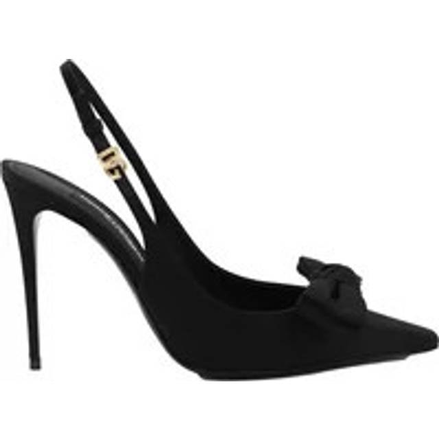 Dolce & Gabbana Women's Satin Slingback Pumps in Black | Size 38.5 | CG0844A3I64 Color 8B956 (38.5)