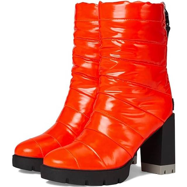 Naturalizer Think Royln Crosswalk Water Repellent Bootie Boots, Poppy Patent Shine Nylon Fabric, 7.5M Round Toe, Block Heels, Zip Closure