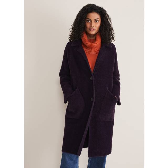 Phase Eight Women's Floressa Fluffy Knit Coat - Wine - 10