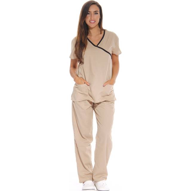 11131W Just Love Womens Scrub Sets  Medical Scrubs  Nursing Scrubs - M  Khaki with Black Trim Khaki With Black Trim Medium