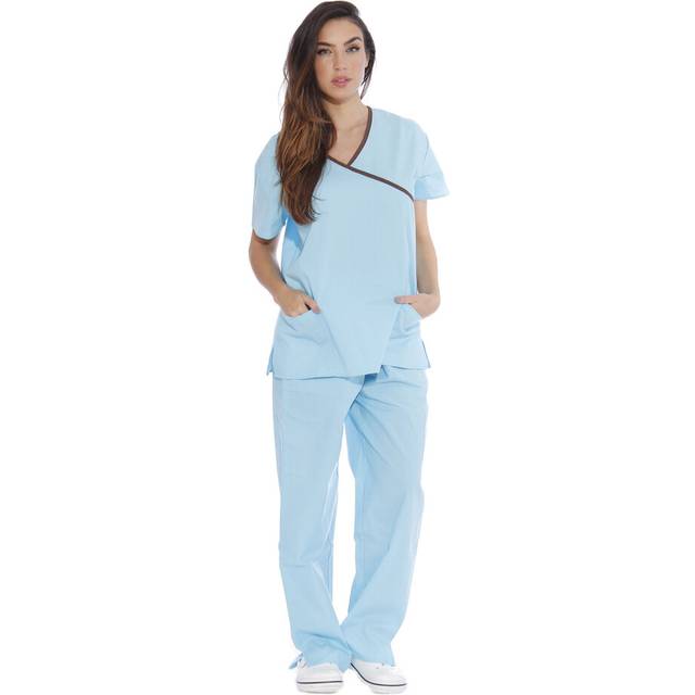 11149W Just Love Womens Scrub Sets  Medical Scrubs  Nursing Scrubs - S  Aqua with chocolate Trim Aqua With chocolate Trim Small