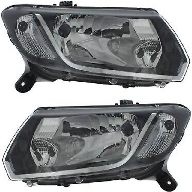 Dacia sandero 2012-2017 headlights headlamps chrome 1 pair drivers & passenger