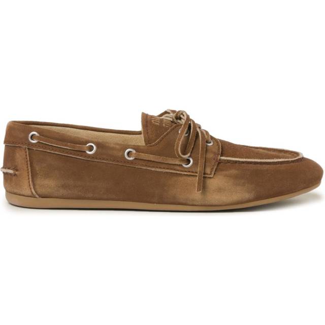 Miu Miu - logo-embossed suede loafers - women - Suede - 35 - Brown