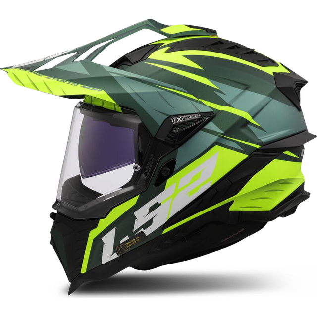 LS2 MX701 Explorer Crosshjälm Grön-Gul