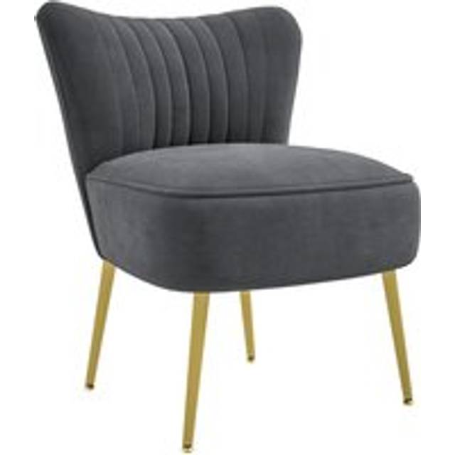 HOMCOM Accent Chair, Velvet Armless Lounge Chair with Gold Tone Steel Legs, Upholstered Occasional Tub Chair for Bedroom, Living Room, Grey