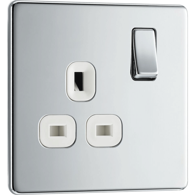 BG Flat Plate Polished Chrome 13A 1G Wh Ins, Skt - FPC21W