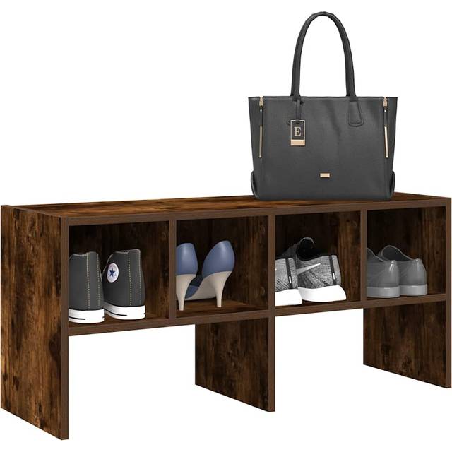 vidaXL Shoe Rack Stackable Smoked Oak 89.5x30x40 cm - Brown