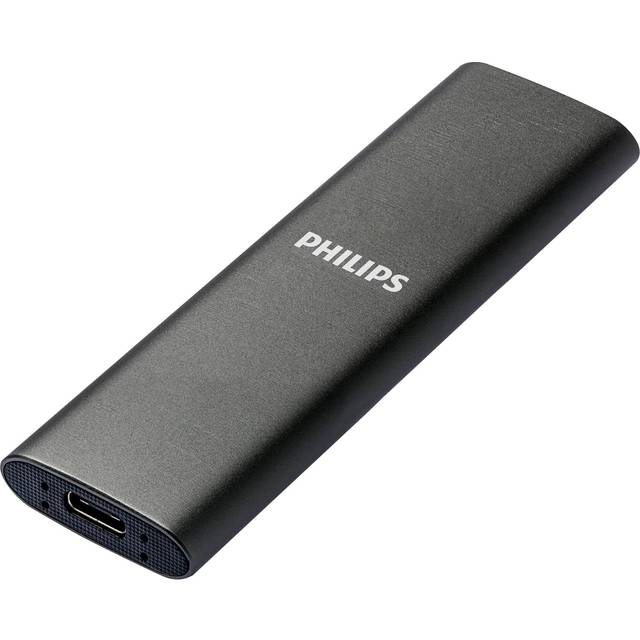 Philips bärbar extern SSD 500 GB - SATA, Speed USB-C-USB, aluminium, 250 GB, Slim