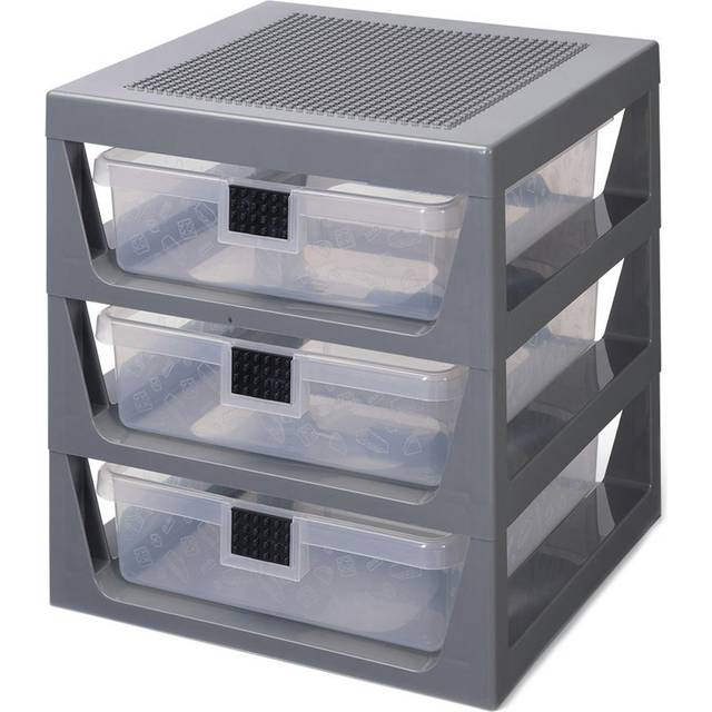 LEGO Förvaringshylla med 3 Lådor (Grey)