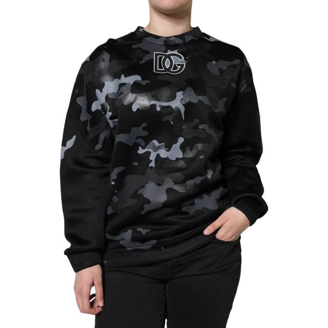 Dolce & Gabbana, Sweatshirts & Hoodies, Dam, M, Nylon, Camouflage Logo Rund Hals Tröja