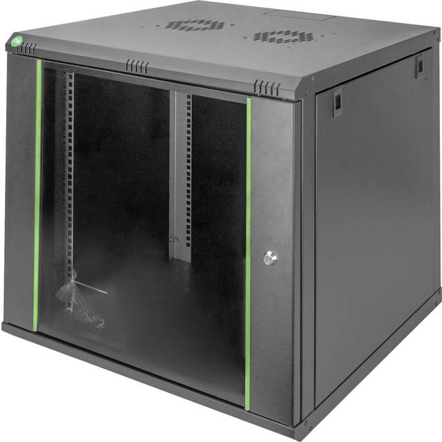 12U wall mounting cabinet 611x600x600 mm, color black (RAL 9005)