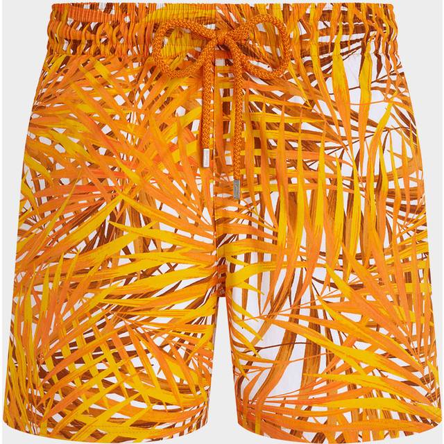 Vilebrequin, Badkläder, Herr, L, Korta palmblad stretch badshorts för män - orange (L)