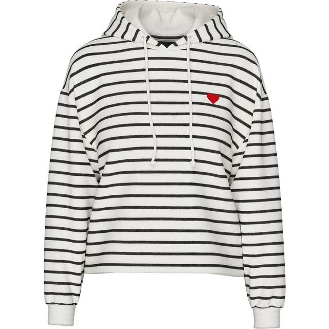 Women's hooded sweatshirt Pieces Chilli Stripes - Blanc