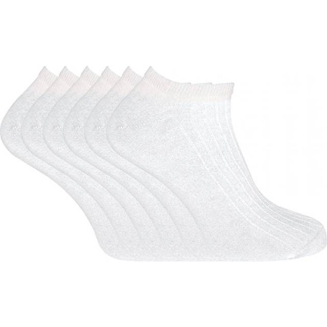 (4-7 UK, White) Sock Snob - 6 Pack Ladies Ankle Low Cut 100% Soft Cotton Socks
