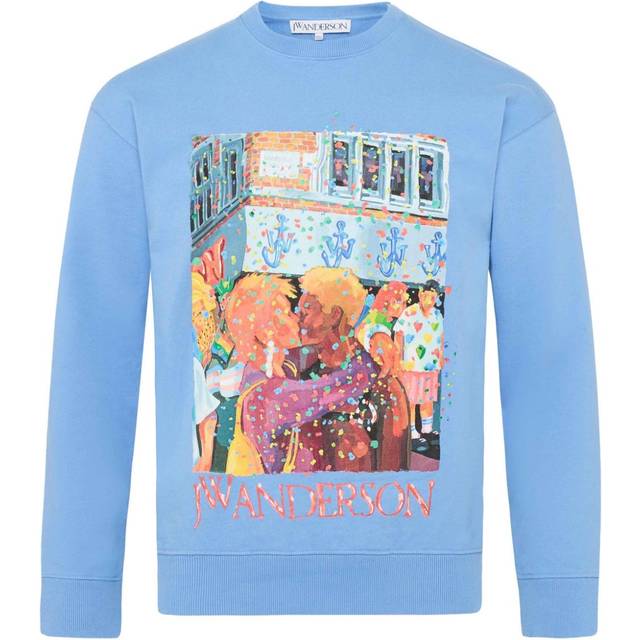 JW Anderson - graphic-print organic-cotton sweatshirt - unisex - Organic Cotton - L - Blue