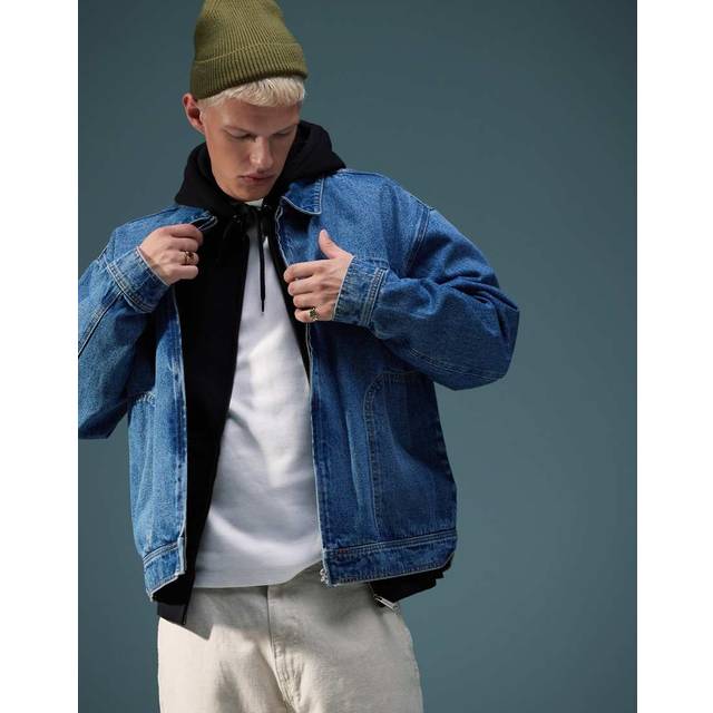 ASOS DESIGN – Mellanblå arbetsjacka i oversize och denim