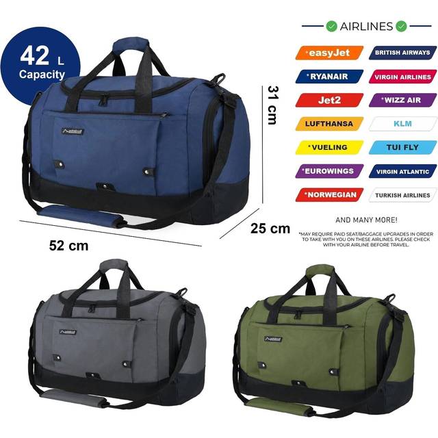 Large Duffel Weekend Holdall Carry-On Cabin Bag Gym Sports Travel Bag - Green - One Size