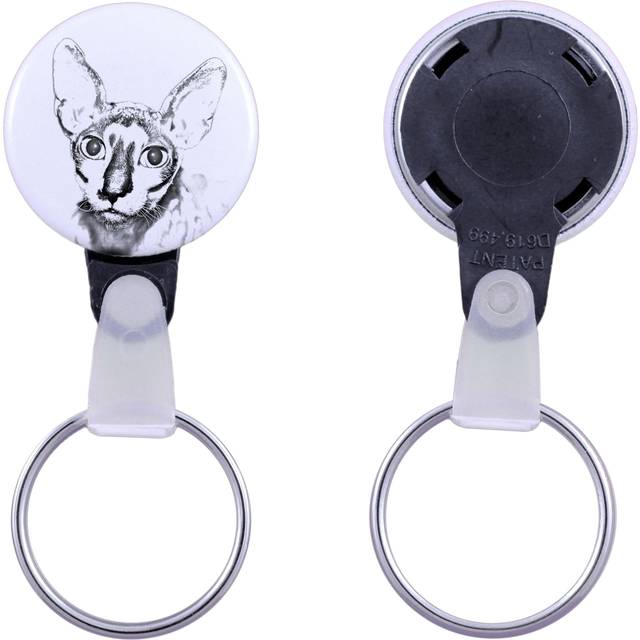 Cornish Rex - handmade keychain with a cat portrait, purse charm, product of the Art-Dog brand.