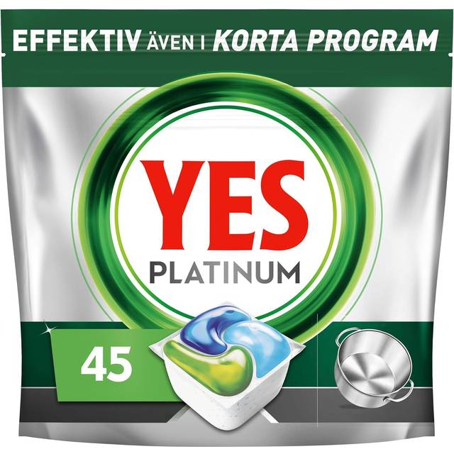 Yes Platinum All In One Diskmaskinstabletter, Regular, 45 Tabletter, För Tuffa Utmaningar, Rengör Till och med Flottiga Filter