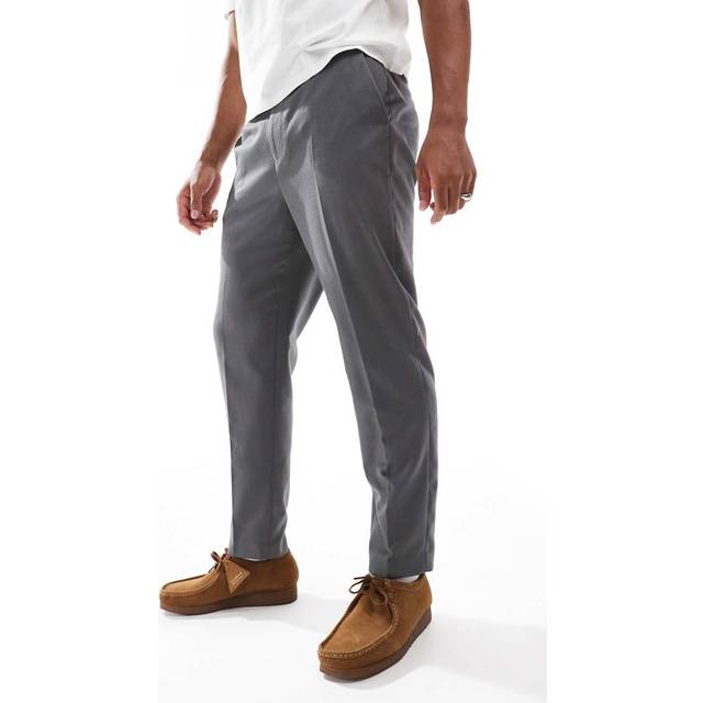 ASOS DESIGN – Grå, avsmalnande finbyxor, del av set-Grå/a