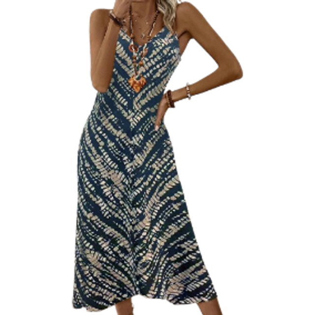 Breezaya Tie-Dye V-Neck Cami Dress Maxi Vacation Beach Outfits Women