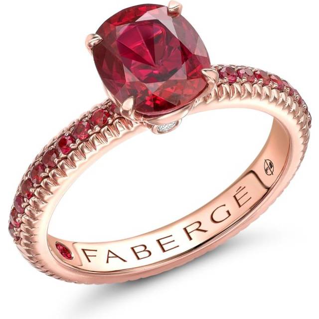 Fabergé - 18kt rose gold Colours of Love ruby fluted ring - women - Ruby/18kt Rose Gold/White Diamond - 53 - Pink