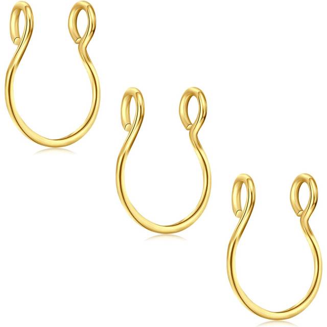 D.Bella Fake Nose Rings Hoop 20 Gauge Non Piercing Stainless Steel Cli