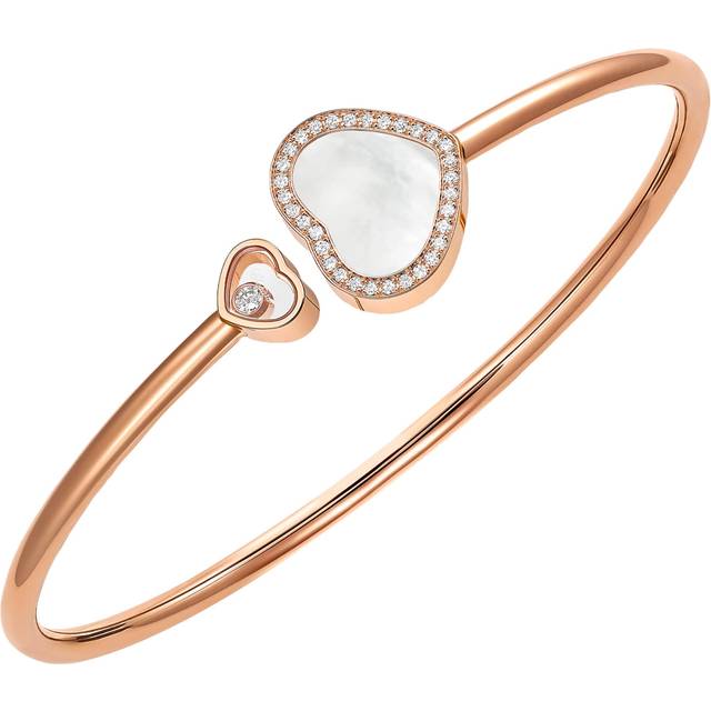 Chopard Rose Gold, Diamond and Mother-of-Pearl Happy Hearts Bangle - One size