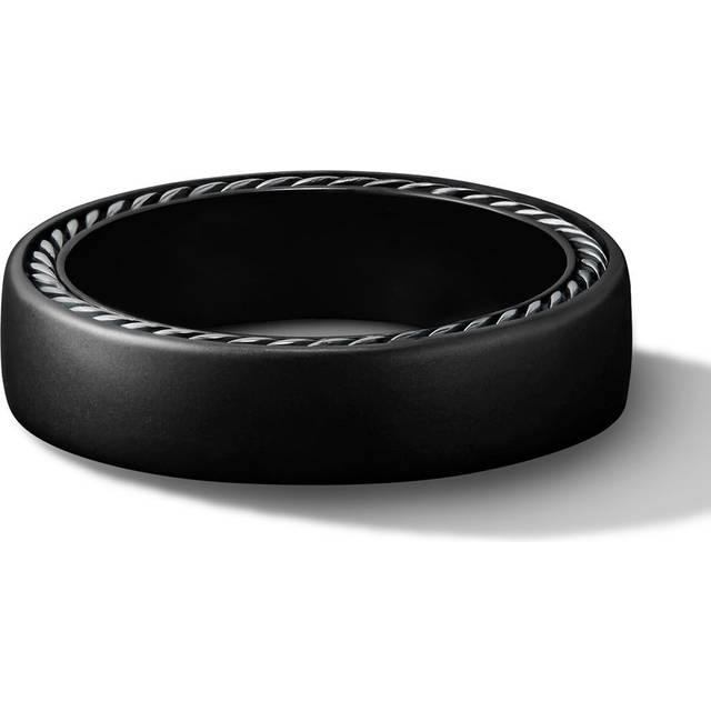 David Yurman - Streamline band ring (6mm) - men - Sterling Silver/Titanium - 9 - Black