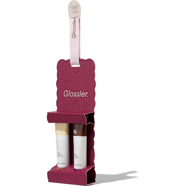 Glossier Limited Edition Balm Dotcom Duo - Holiday Lip Balm Set with Biscotti & Espresso Flavors  Moisturizing  Nourishing  Sheer Tints  15mL Each.