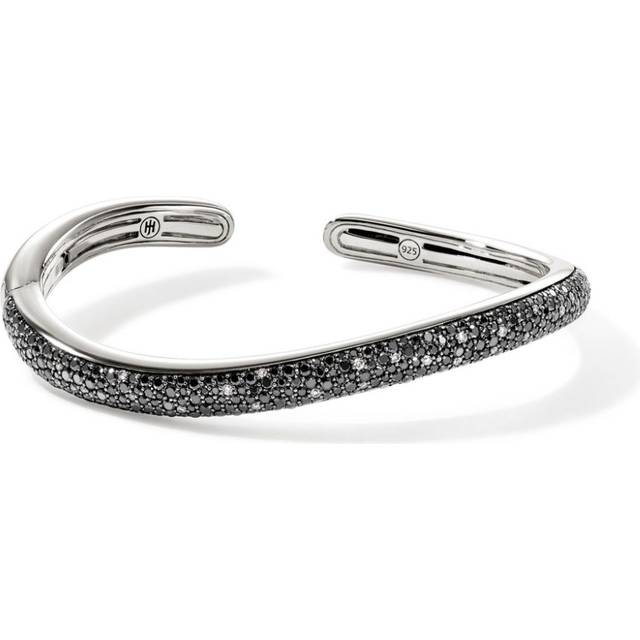 John Hardy - Surf Hinged diamond cuff bracelet - women - Sterling Silver/Black Diamond - L
