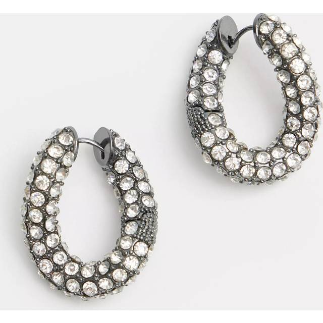 HUSH Large Pia Crystal Pave Twist Hoop Earrings