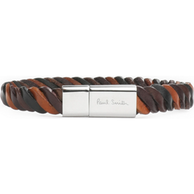 Bracelet tressé en cuir - Marron - Taille Unique