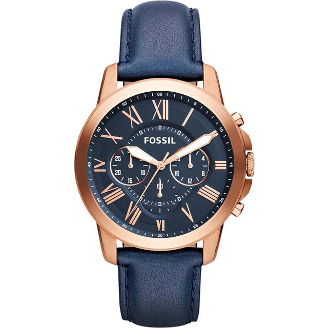 Fossil Grant Chronograph Blue Leather Strap FS4835 Men's Watch